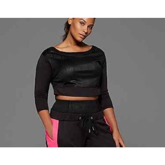 Sophie Theallet by Livi Printed Long Sleeve Active Crop Top Raglan Sleeve Small - Picture 1 of 6
